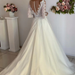 Princess Long Sleeves A-line Ivory Wedding Dress with Lace       fg3132