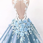 Vintage Ball Gown Prom Dress Tulle High Neck Customed Prom Dress     fg3052