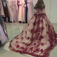 Wine Red Quince Gown with train Charming Prom Dress Ball Gown Evening Dress   fg2749