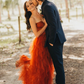 Gorgeous Sweetheart Rust Tiered Long Formal Dress with Slit    fg2555