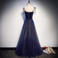 Simple A line Prom Dresses Navy Blue Tulle Evening Dress Bridesmaid dress   fg228