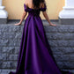Purple satin long A-line prom dress evening dress    fg26