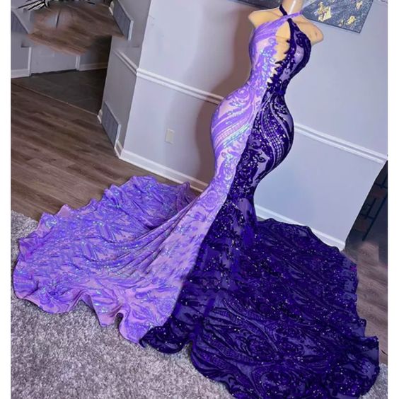 Purple prom dresses, 2022 evening dresses, mermaid evening dresses, formal party dresses, lace evening gowns    fg316