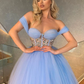 Fabulous Off-the-Shoulder Tulle Prom Dress Sweetheart With Crystal    fg391