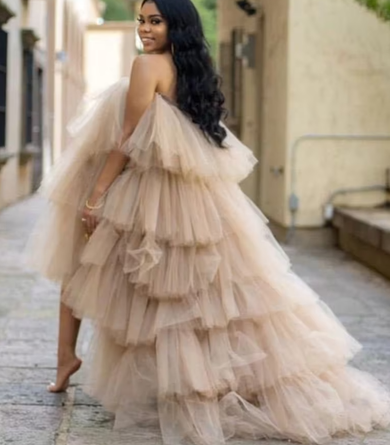 Romantic Tulle Prom Dress | Unique Prom Dress | Tulle Fairy Long Prom Dress For Women      fg563