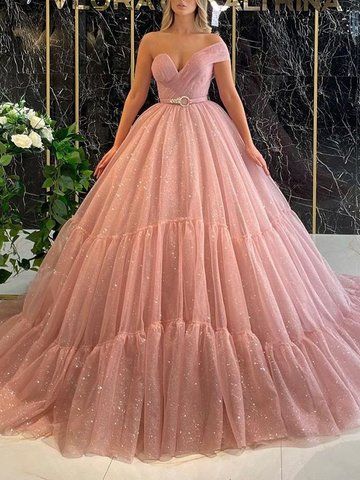 Elegant One-Shoulder Empire Belted A-Line Pink Evening Maxi Dress     fg627