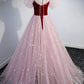Cute pink tulle long prom dress A line evening dress     fg704