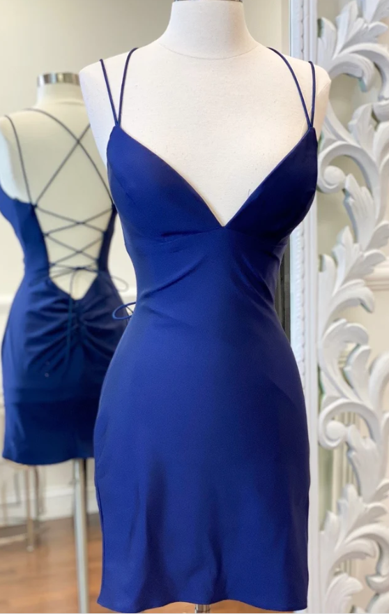 Short Backless Royal Blue Homecoming Dresses Simple Party Dresses       fg751
