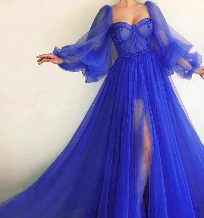 Princess Prom Dresses,Royal Blue Formal Evening Dresses     fg758
