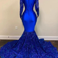 Long Sleeves Lace Prom Dresses, Mermaid Popular Newest Evening Dresses, Wedding Guest Dresses    fg791